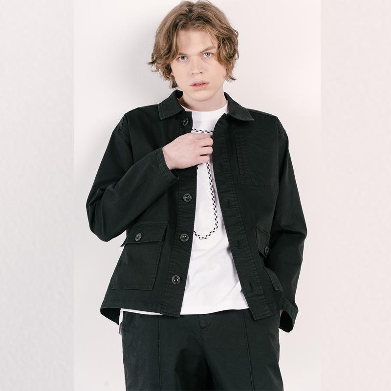 Customus Новая джинсовая куртка с двумя карманами, био-стирка Cxs25Swjk309 Черный
