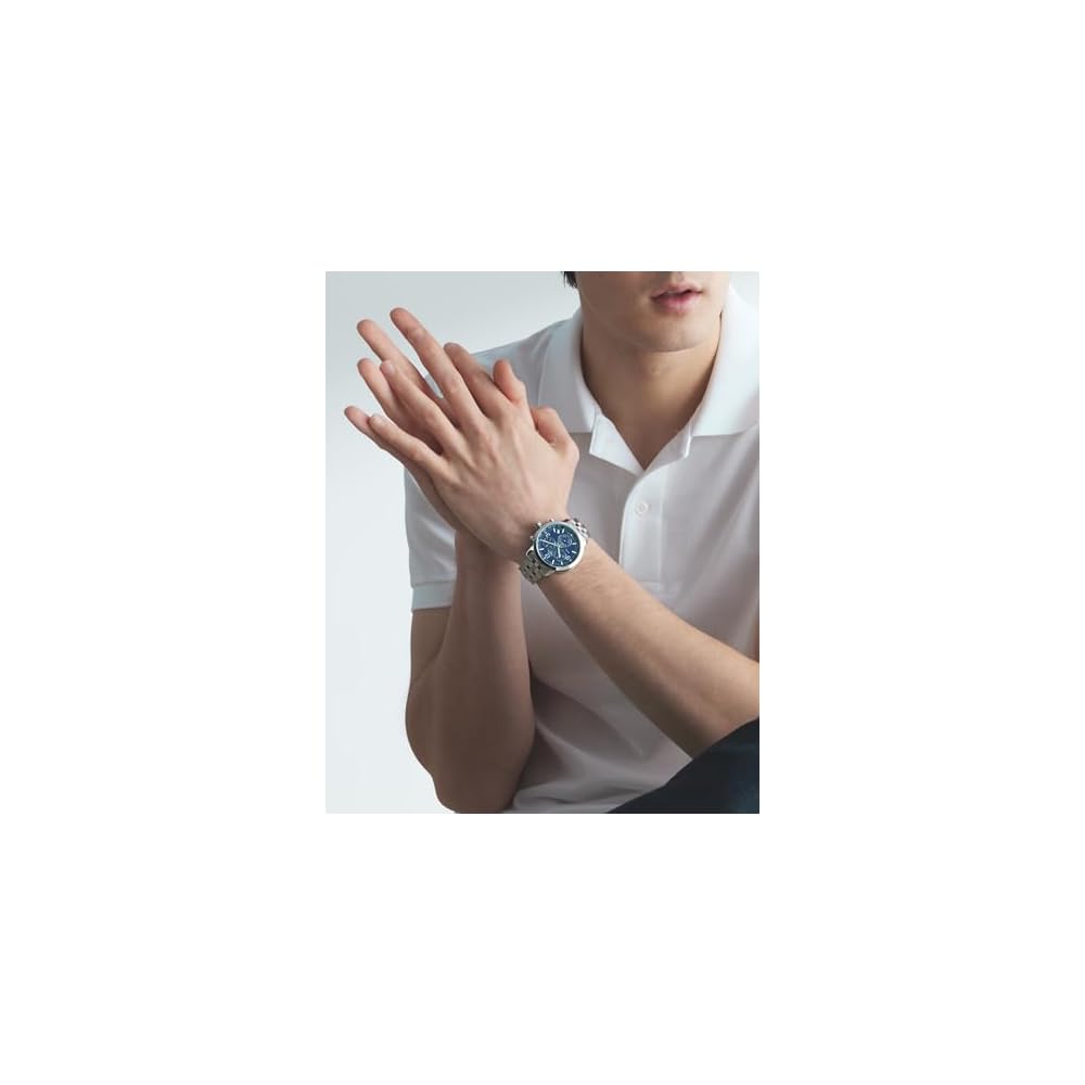 Мужские часы Tissot PRC 200 Хронограф Синий циферблат Браслет из нержавеющей стали 42 мм