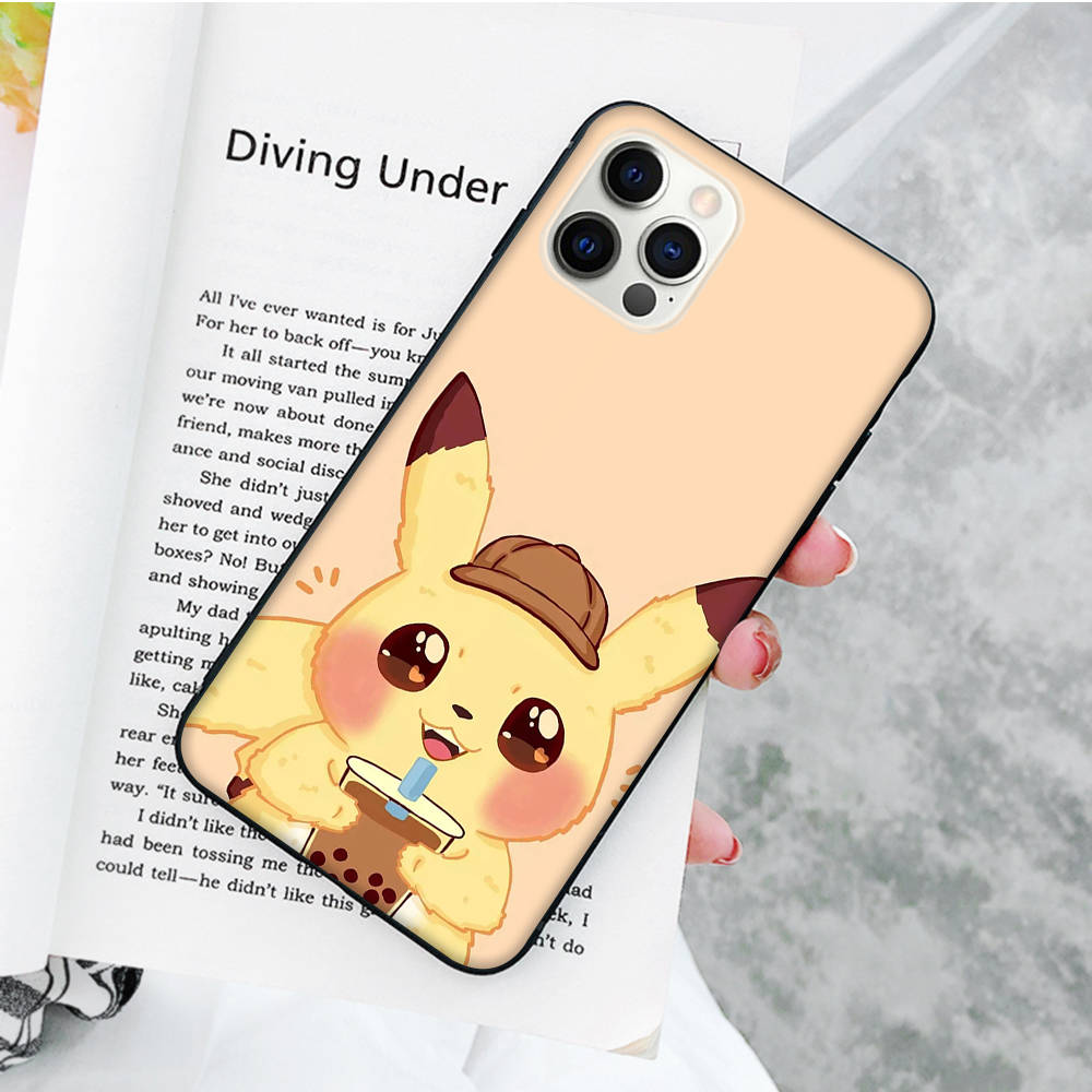 JP36 Pikachu Pokemon Black Soft Case for Xiaomi Poco X6 X4 M5 M6 F5 F6 C65 C55 C50 C51 C40 Pro Redmi 14C A3X 13C 12C 11T 10A 9C Note 7 6 8A Plus