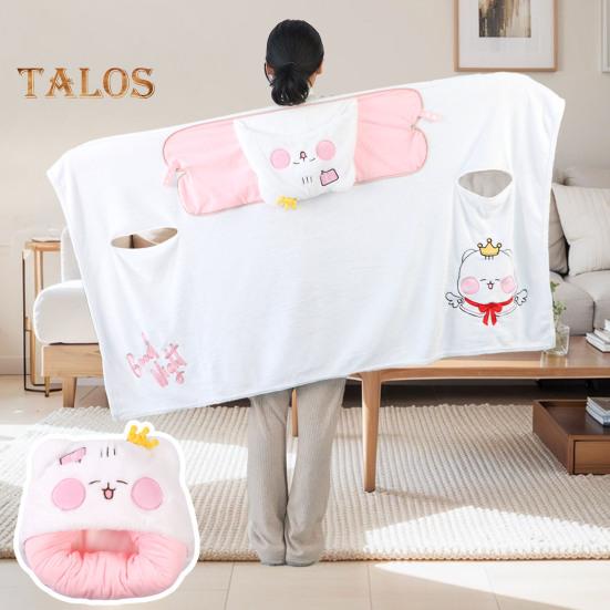 Ворсовый платок, одеяло с капюшоном, ветрозащитное, носимое одеяло, U-образная подушка для хранения, складная, переносная, с капюшоном