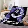 1Pc Wednesday Addams Returns Flannel Blanket, Soft And Comfortable, Casual Warm, Camping Travel, Christmas, Halloween Xmas Gift L1539