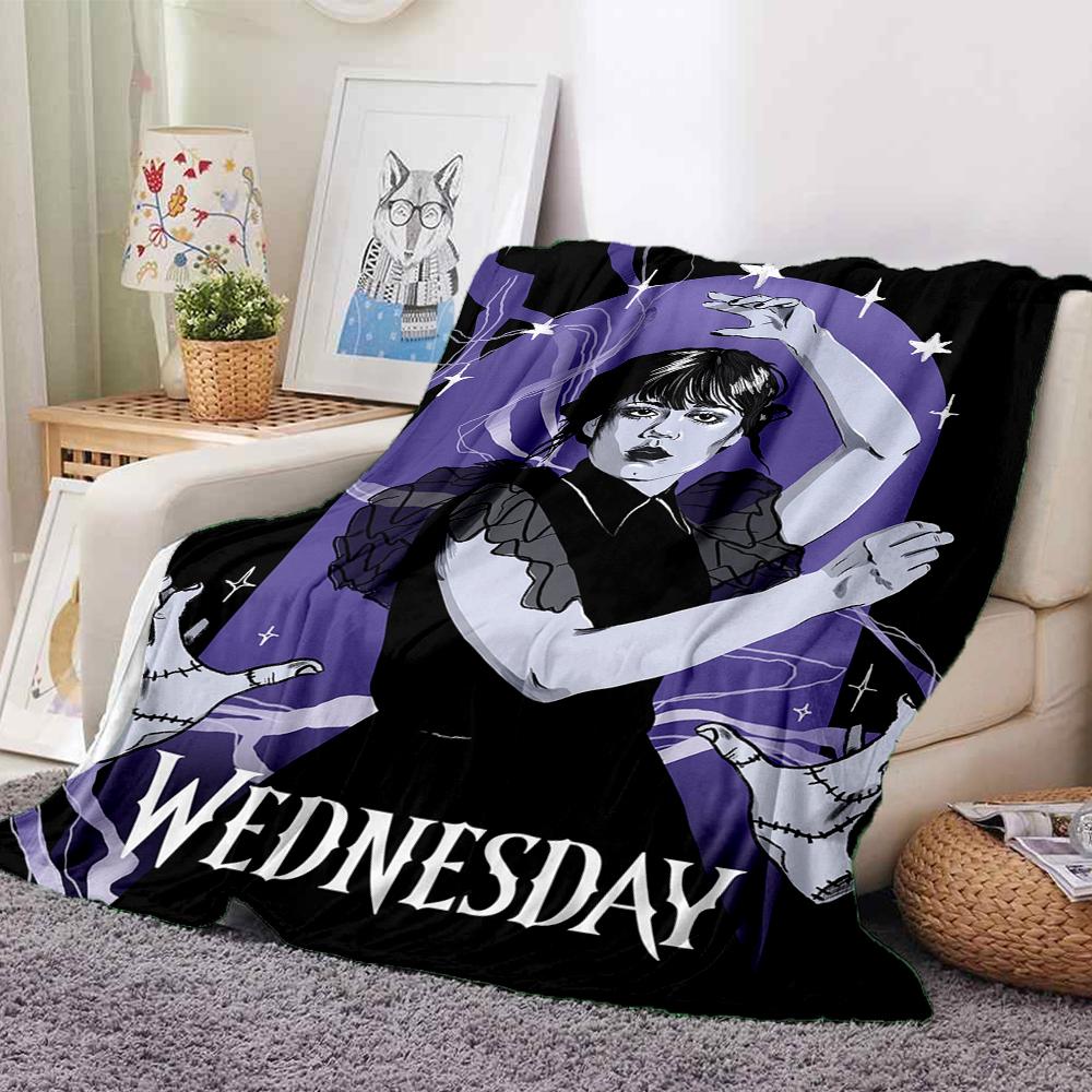 1Pc Wednesday Addams Returns Flannel Blanket, Soft And Comfortable, Casual Warm, Camping Travel, Christmas, Halloween Xmas Gift L1539