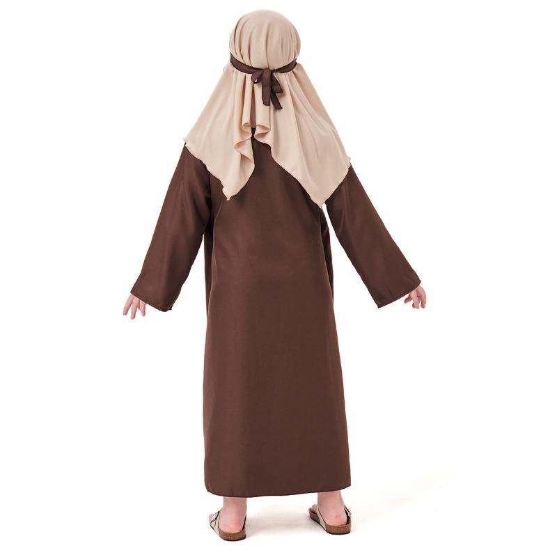 Kids Boys Arab Grandpa Middle Eastern Shepherd Elder Robe Dress Cloak Set Halloween Cosplay Costumes Kindergarten Performance Role Play Outfit