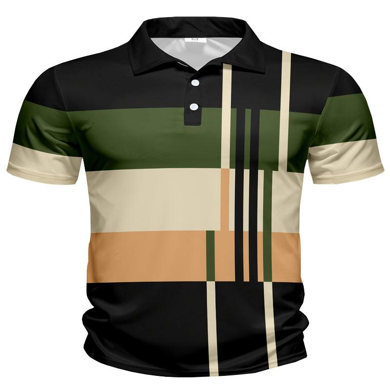 Модная повседневная мужская рубашка поло с короткими рукавами и 3D-цифровым печатным рисунком для летних и удобных мероприятий на свежем воздухе
