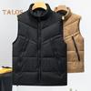 Мужской жилет с воротником-стойкой, без рукавов, застежка-молния, жилет с карманами, однотонный утолщенный стеганый хлопковый жилет, куртка