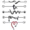 European and American Popular Long Ear Bone Nails Faucet Barbell Snake-shaped Industrial Ear Nails Bat Titanium Steel Earrings Bridge Ear Bone Nails