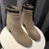 Зимняя мода Женские короткие ботинки Новые с квадратным носком в ботильонах Большого размера Теплые для женщин Распродажа Удобные и элегантные ботильоны