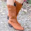 Autumn Winter Women Boots for Womens Boots Ankle Boots Low Heels Women Western Cowboy Boots Shoes Plus Size 36-43