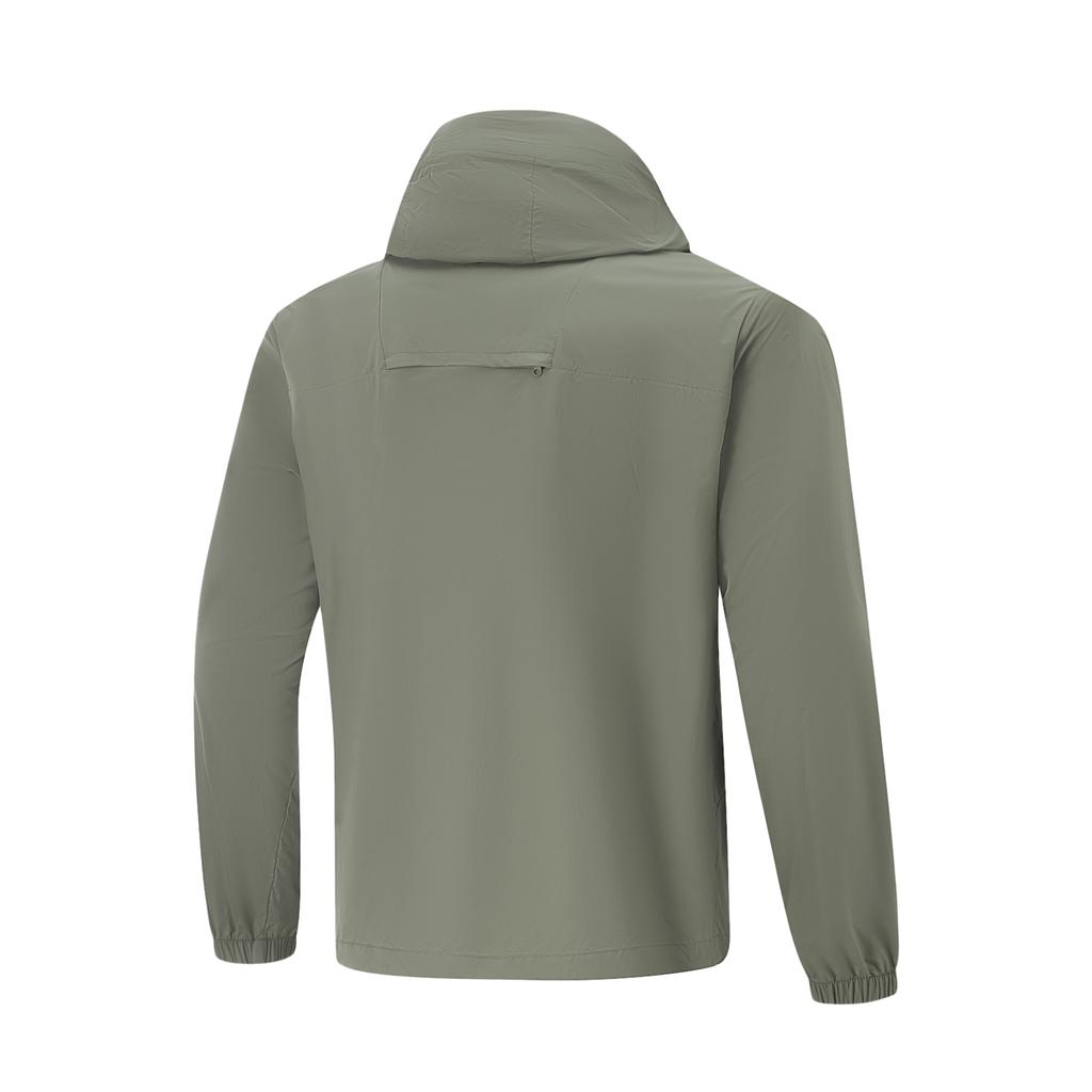 Li-Ning Серия Urban Outdoor Однотонная толстовка с капюшоном на молнии Свободная Дышащая Защита от УФ-лучей Защита от солнца Куртка Мужские куртки Чайно-зеленый AFDV461-6
