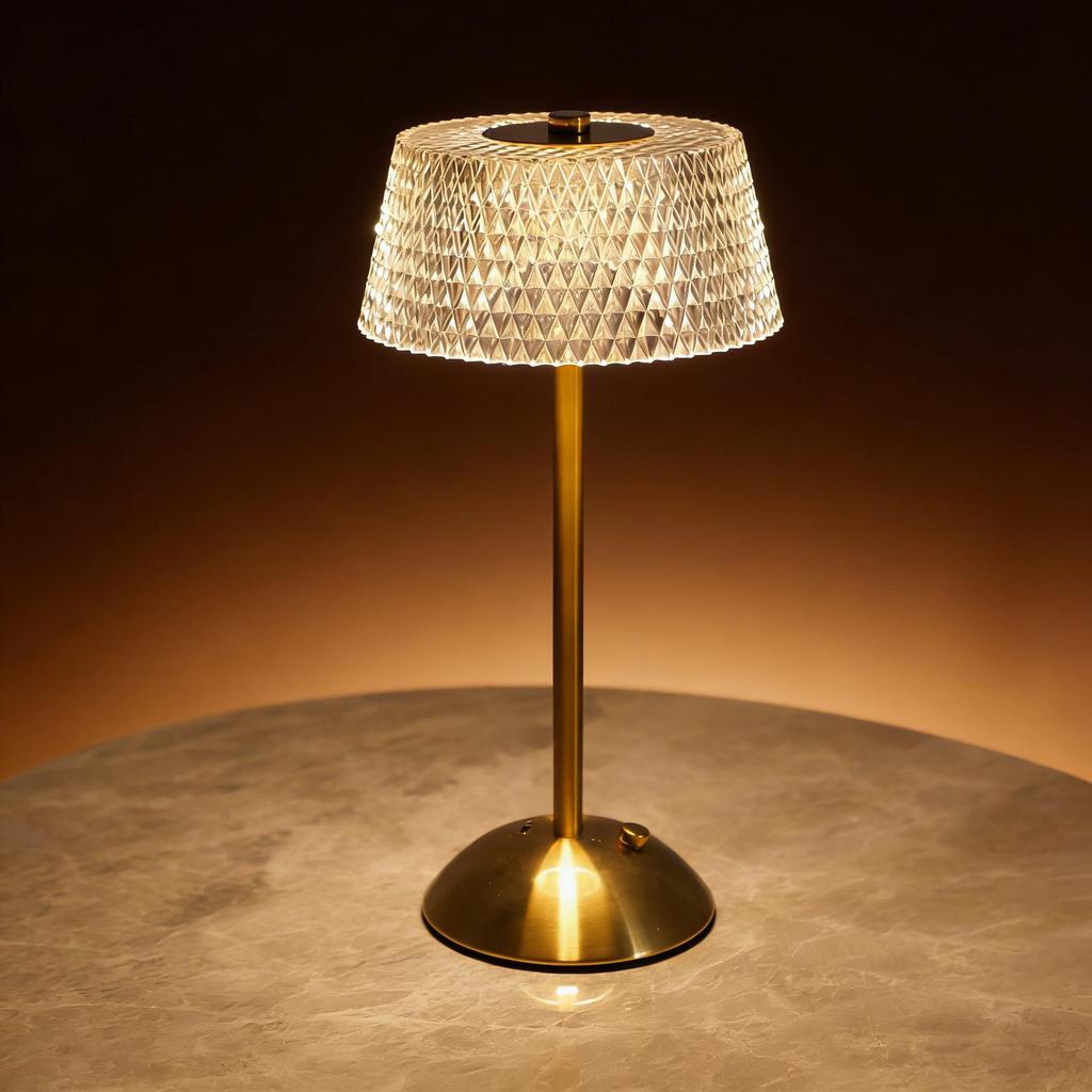 Хрустальная ретро прикроватная лампа - Роскошный перезаряжаемый ночник для главной спальни