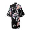 Women's Japanese-style Kimono Pajamas Short-sleeved Women's Printed Peacock Long Nightgown Simulation Silk Bathrobe