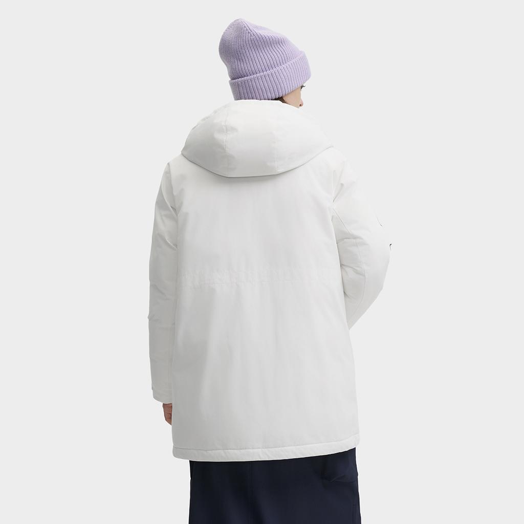 Fila Original Warm Mid-Length Hooded Long Sleeve Down Jacket Women Outerwear Cloud-Mushroom-White F11W449909FWT