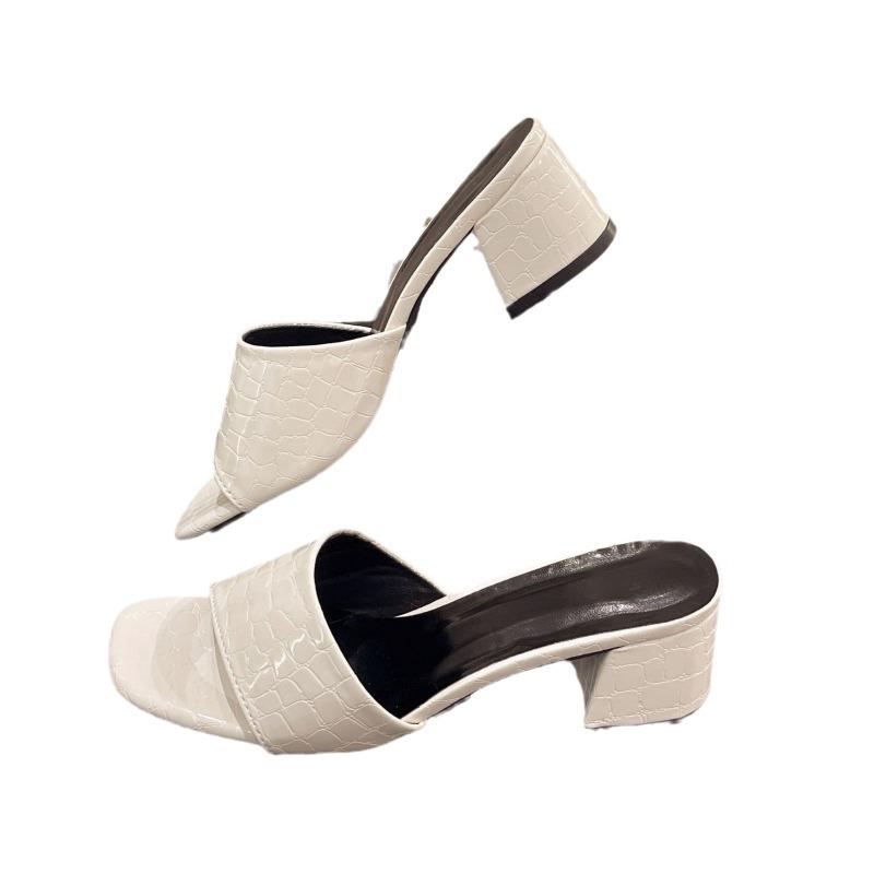 Новые женские шлепанцы на высоком толстом каблуке большого размера женские шлепанцы на высоком каблуке