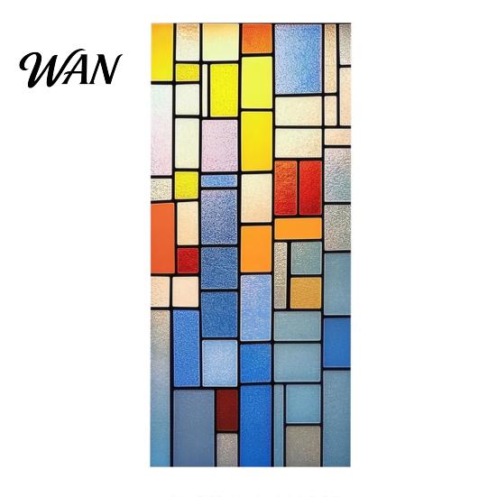 Opaque Glass Sticker Rainbow Window Film Decorative Static Clings Sun Blocking Cling Colorful Decals Removable Privacy Cover for Home Office Bathroom