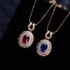 Red Elk Women's S925 Sterling Silver Red & Blue Sapphire Vintage Pendant Necklace