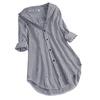 Women Stripe Long Sleeve Turn-down Collar Button Loose Top Shirts Blouse
