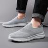 Platform Shoes Men's Slip On Mesh Breathable Sneakers Male Anti Slip Lightweight Grey Vulcanized Shoes
