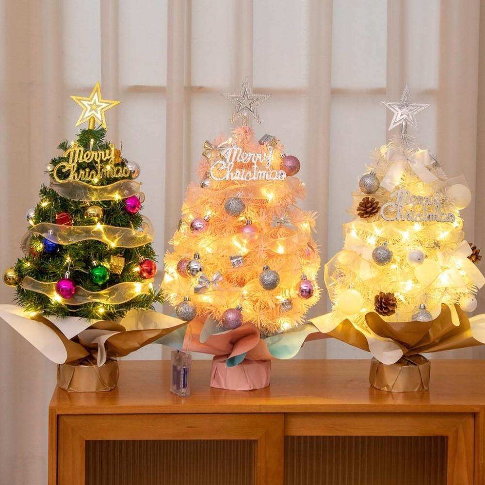 Display Craft 45cm Height Tabletop Christmas Tree Colored Balls PVC Artificial Xmas Tree Mini Christmas Tree Set Home Decor