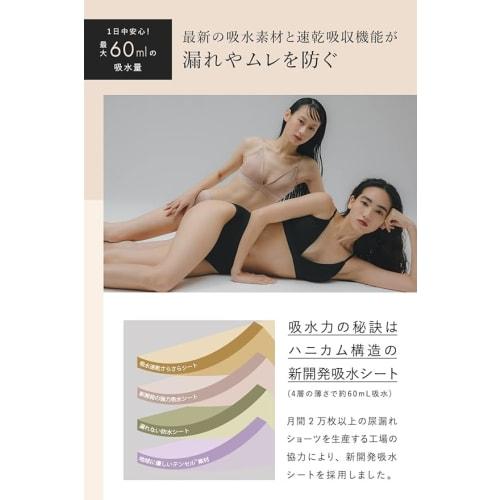 Rine Regular 60ml Absorbent Sanitary Panties, Absorbent for Menstruation, Antibacterial, Deodorizing, Absorbent (M, Pink)