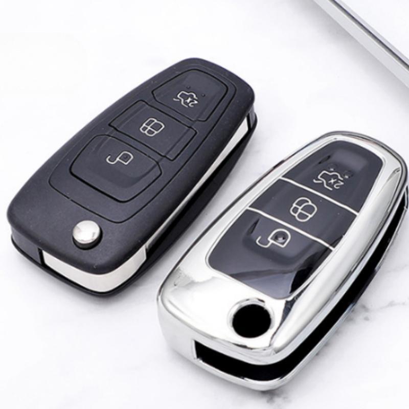 Гальванический чехол для автомобильного ключа, чехол для Ford Focus 2 3 MK3 ST RS Ecosport Kuga Escape Fiesta Fold C-Max S-Max Mondeo, аксессуары