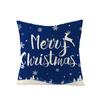 Синяя Рождественская наволочка Полиэстер С принтом Рождественский лось Подушка для дома Подушка для дивана Наволочка