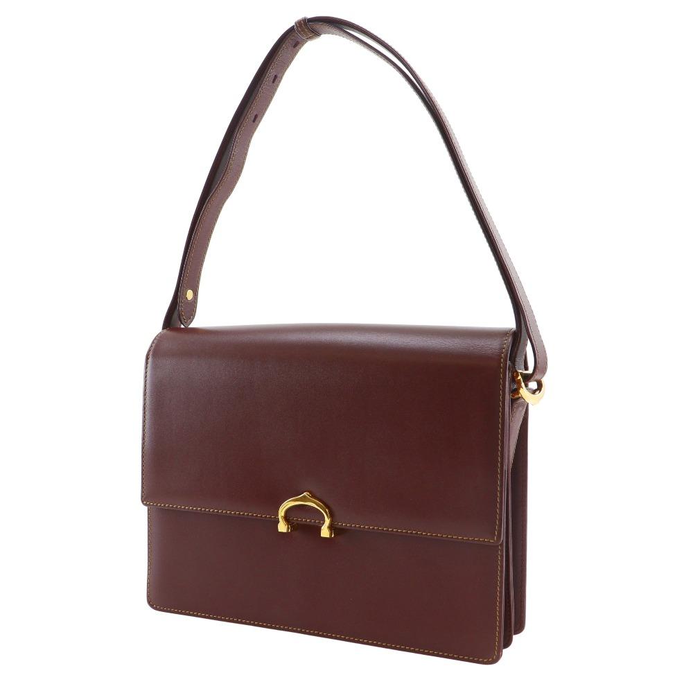 CARTIER Must Line Shoulder Bag Bordeaux Calfskin Women Used
