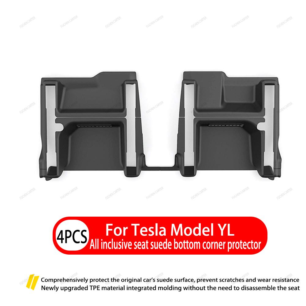 2 4 6 Pcs For Tesla Model YL TPE Under Seat Corner Guard Seat Slide Rails Protector Cover Anti-Kick Decor Flocking Accessories