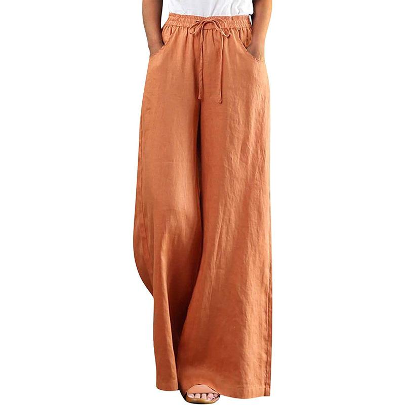 Women S Casual Cotton Linen Blend Wide Leg Pants