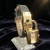 PU Leather Wrist Watches Lock Design Quartz Watch Fashion Watches for Women  Female Gifts