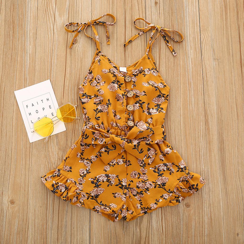 Летний комбинезон без рукавов для девочек, небольшой комбинезон с цветочным принтом, костюм для альпинизма