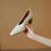 2024 Новые женские туфли-лодочки весна-лето для офиса, вечеринки, свадьбы, необычные каблуки с острым носком, натуральная кожа, женская элегантная мода
