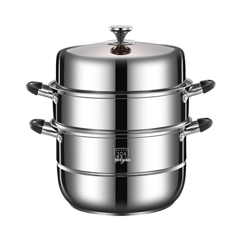 Large Capacity 201 Steel 2-Layer Steamer & Soup Pot