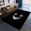 Коврик-карпет с темным мультяшным принтом, нескользящей основой, коврик с дизайном светящегося черепа и улыбки для готического декора, коврик для пола 3D-хоррор для гостиной