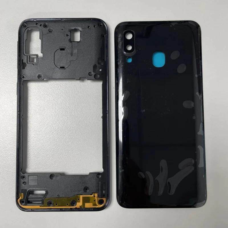 Для Samsung Galaxy A40 2019 A405 SM-A405F A405DS Полный корпус Средняя рамка + Задняя крышка с аккумулятором Задняя часть С объективом камеры