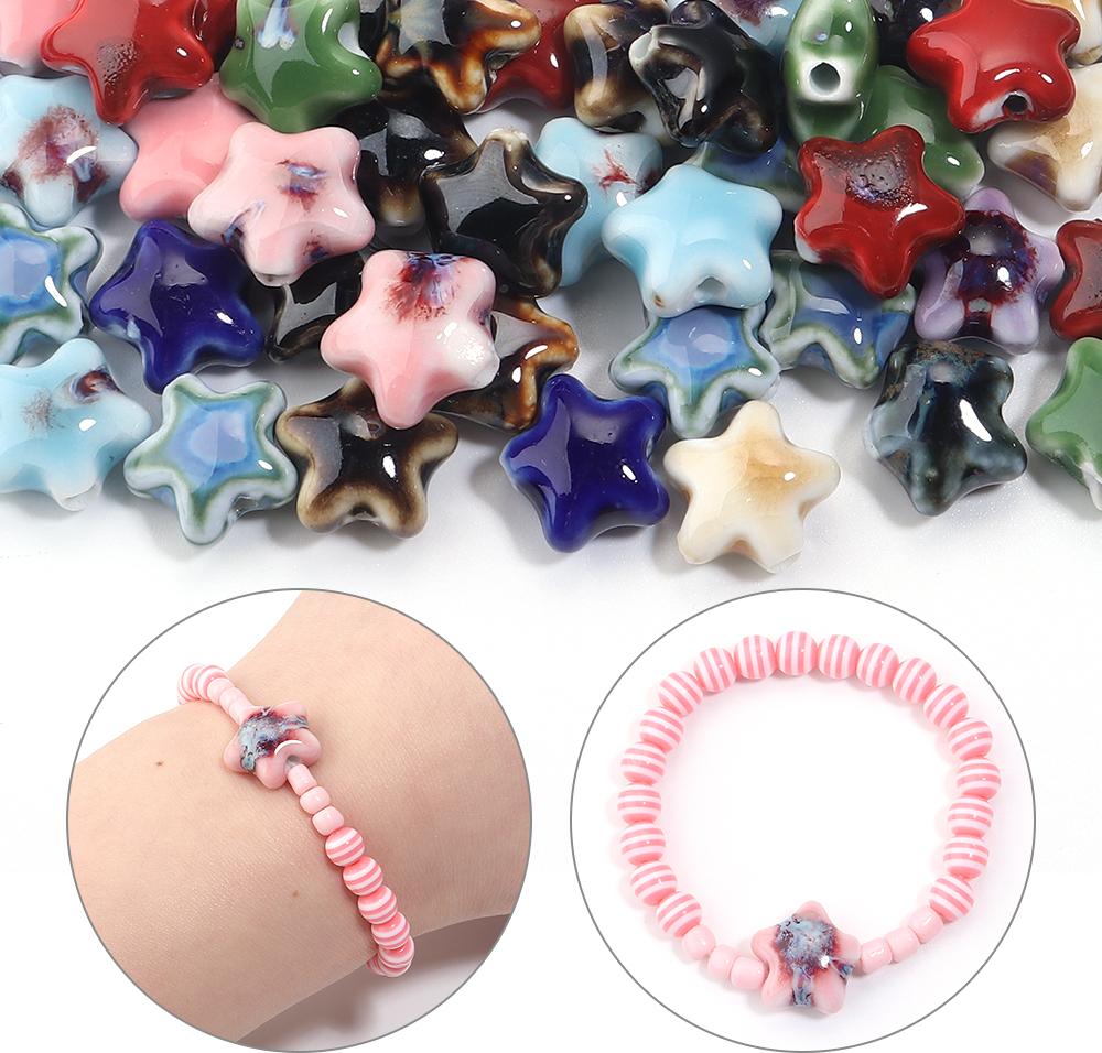 5pcs/lot Colorful Star Beads Ceramic Beads For Making Jewelry Porcelain Spacer Beads Bracelet Necklace Charms DIY Accessories
