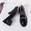 British Style Velvet Small Leather Shoes Women's 2025 Spring and Autumn New Professional Work Women's Shoes Mid-heel Heightened Black Loafers