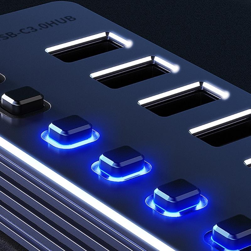 Адаптер-док-станция USB3.0 с 4/7/10 портами 5 Гбит/с DC2V для быстрой передачи данных и зарядки устройств