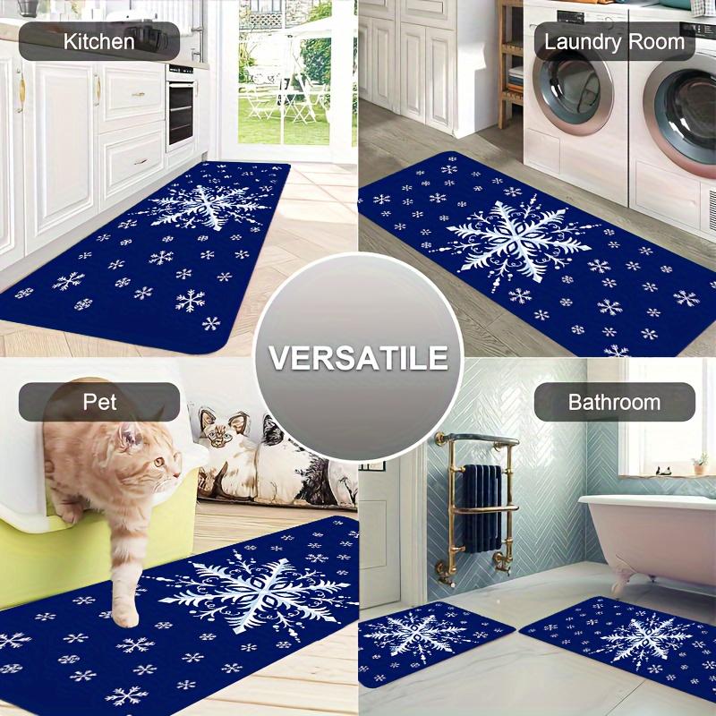 1 шт. анти-усталостные кухонные коврики с рождественским принтом снежинок, водонепроницаемые нескользящие толстые мягкие кухонные коврики, прочные, удобные стоячие коврики для кухни