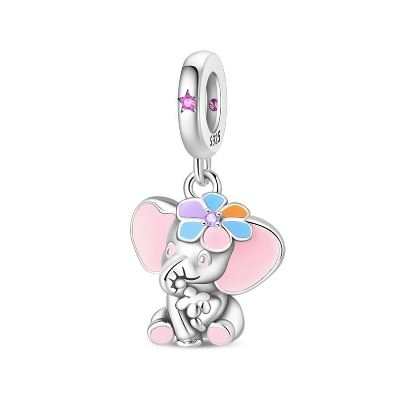 Copper Cute Mascot Elephant Talisman Charm Pendants Fit Diy Bracelet Necklace Jewelry For Women Birthday Gift