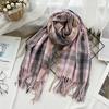 High End Imitation Cashmere Plaid Scarf Versatile and Warm In Winter  Women's Neck Scarf  Fringed Shawl