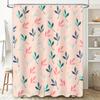Pink Green Blue Feather Shower Curtain Waterproof Bathroom Decor Set For Home Decoration Pink Green Leaf Bath Curtains Modern Ba