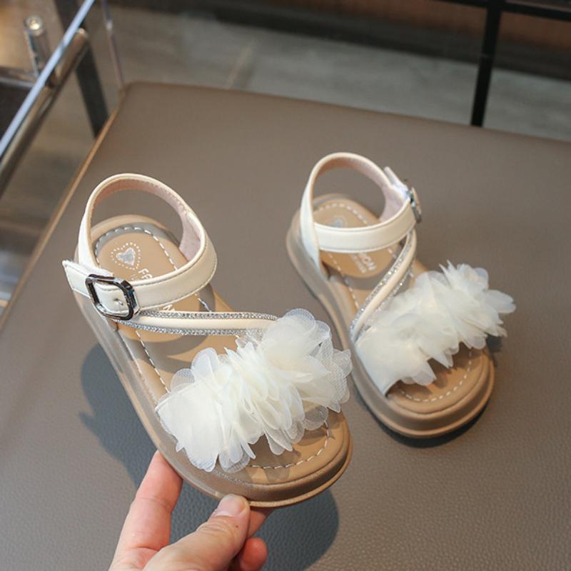 Сандалии для девочек Летние шикарные детские сандалии с цветочным принтом и ремешками, модные милые детские пляжные сандалии с толстой подошвой