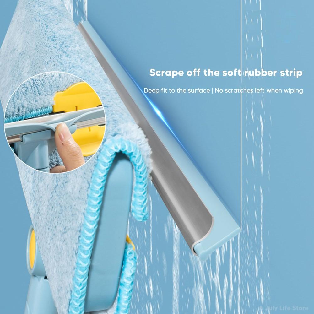 2 в 1 удлиненный инструмент для мытья оконного стекла, щетка для мытья оконной сетки с силиконовой полоской-скребком для домашнего использования, для сухой и влажной уборки, новый