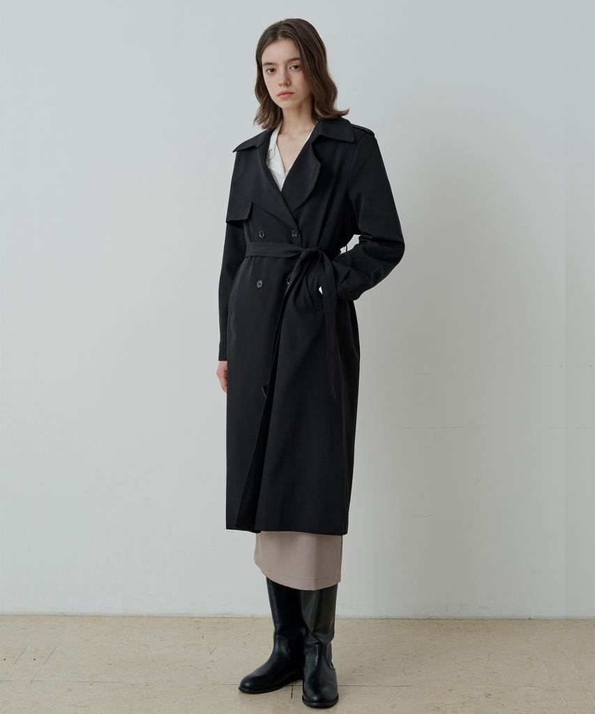 LE STUDIO London Double Long Trench Coat (Bk)