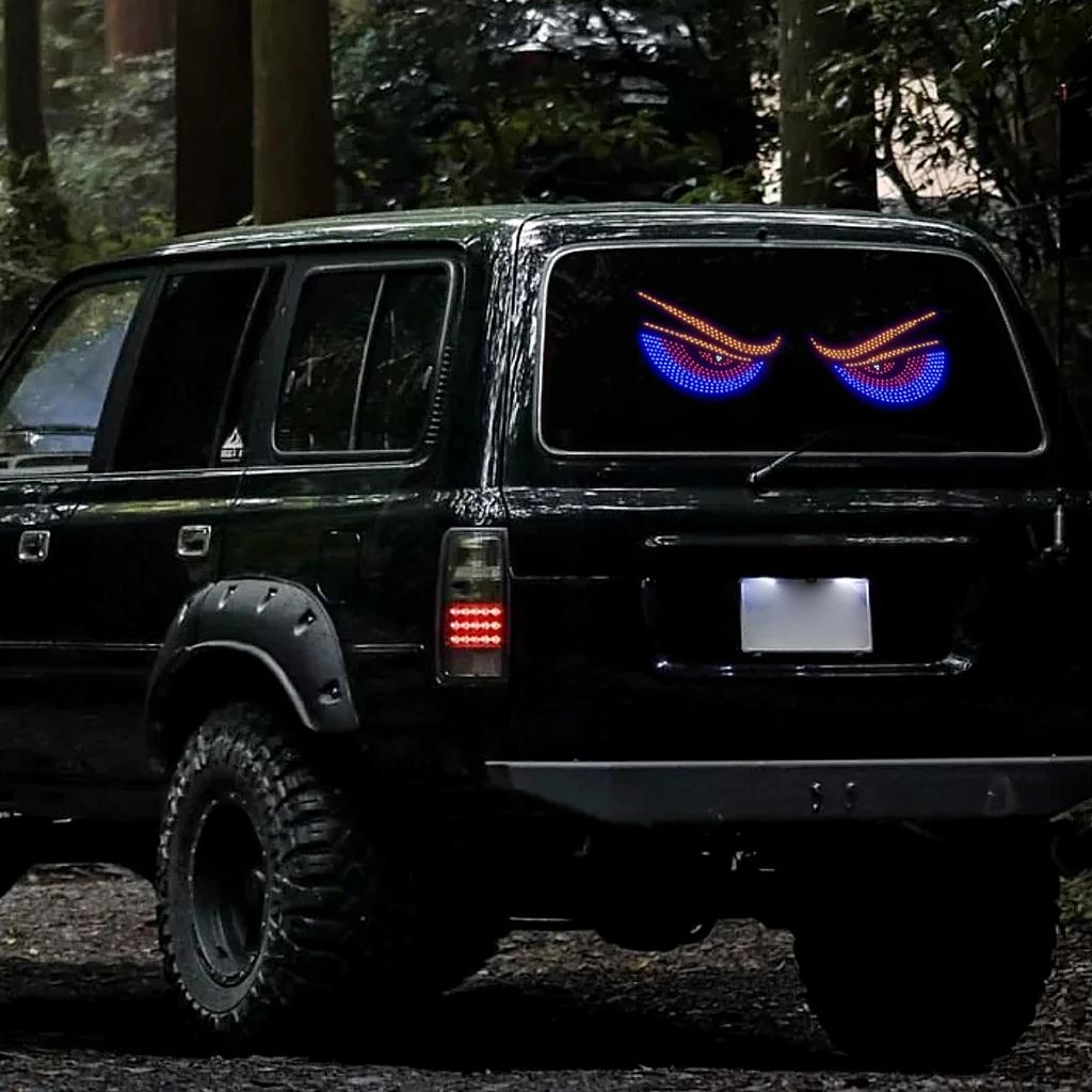 Глаз Дьявола для автомобиля, Мигающие фары, Украшение заднего стекла автомобиля, Динамический экран, Эмодзи, Световые карточки, Детали фар-глаз