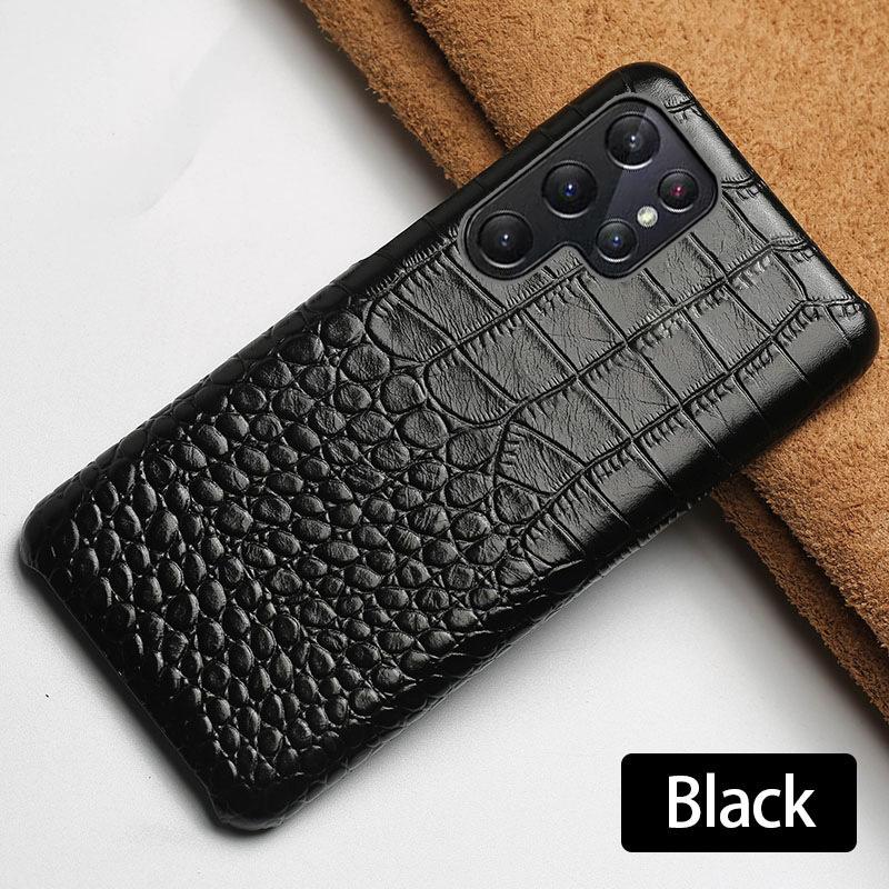 Ретро Чехол из Коровьей Кожи с Узором под Крокодила для Samsung Galaxy S25 Ultra S24 FE S23 S22 S21 Plus S20 Note20 Edge Жесткий Корпус