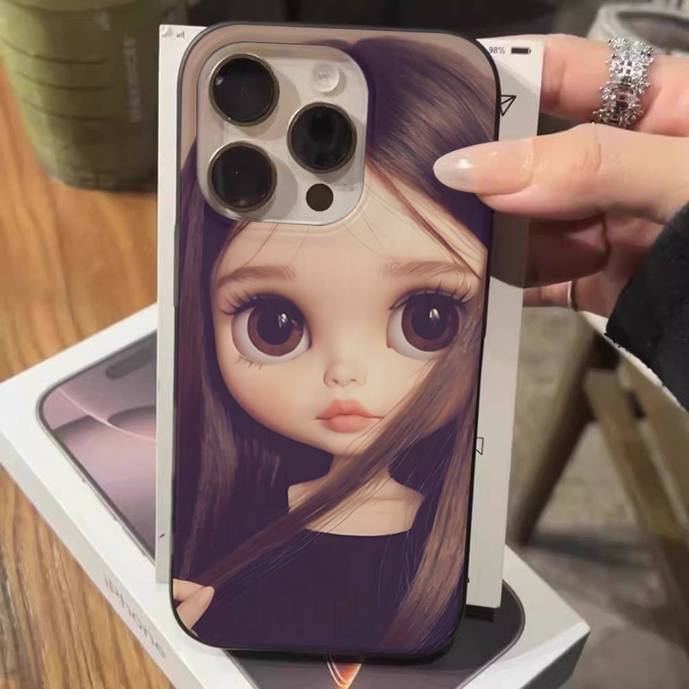 Темная милая кукла Арт для IPhone 16 15 14 13 12 11 17 Pro Max Plus Волна Гофрированный чехол для телефона Защитный от падения