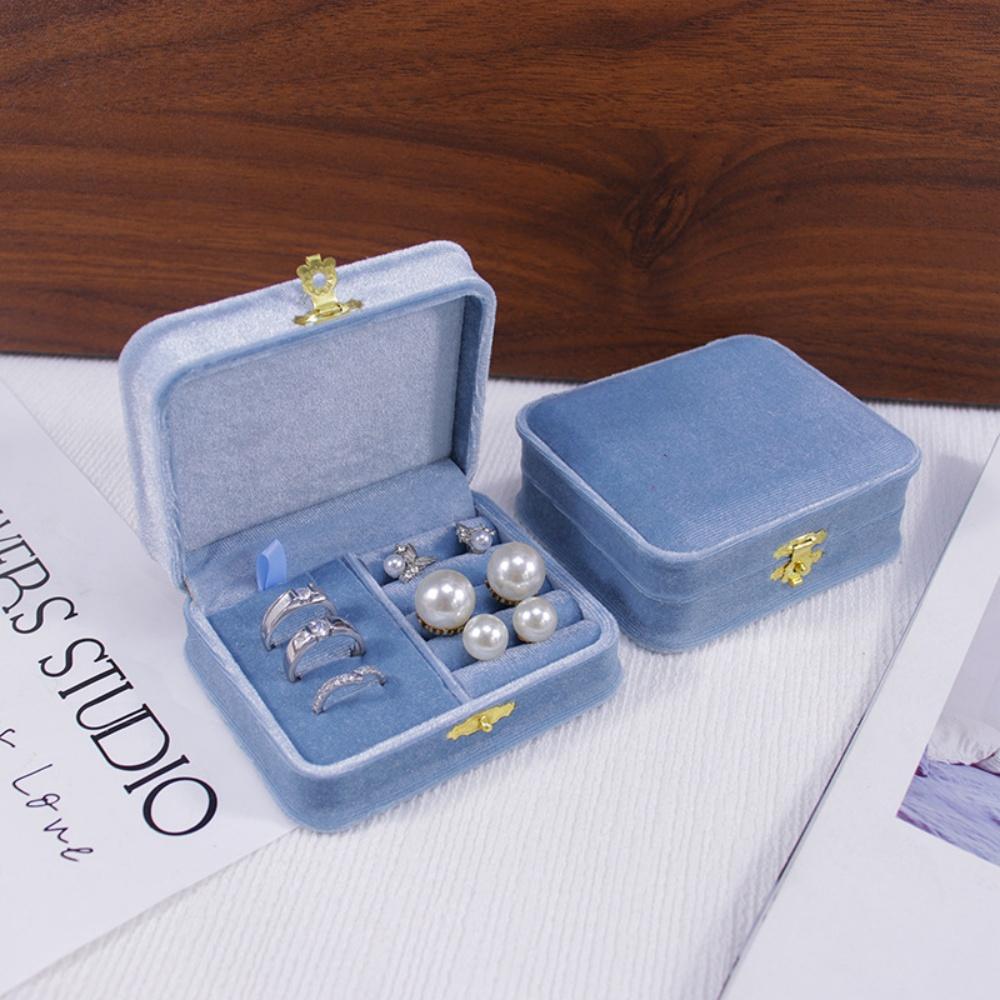 Necklace Storage Box Scratch Resistant Velvet Jewelry Box Flocking Storage Case Ring Earrings Holder For Jewelry Travel