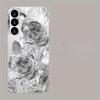 Позолоченный чехол для телефона из закаленного стекла, совместимый с Galaxy S26 S25 S24 S23 S22 Ultra Plus. Имеет дизайн с серебряной розой.