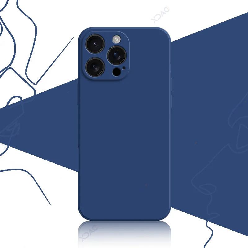 Роскошный квадратный жидкий силиконовый чехол для iPhone 16 Pro Max Plus iPhone16 16Pro 16Plus 16ProMax мягкий противоударный корпус для телефона